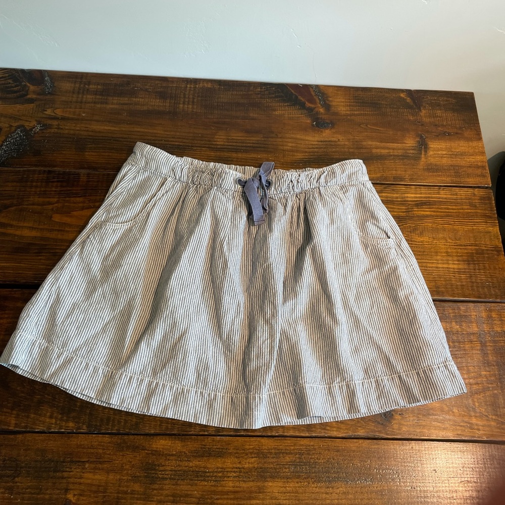 J. Crew Seersucker Linen Blend Pull On Skirt Sz L